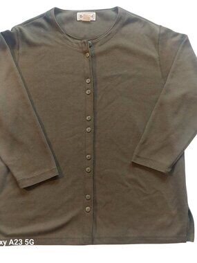 Bechamel Womens XL Olive Green Buttoned Cardigan 65% Polyester 35% Cotton Made I